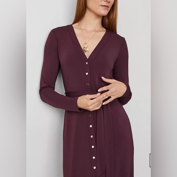 NWT Ann Taylor Button V Neck Midi Dress Size S - Picture 7 of 7